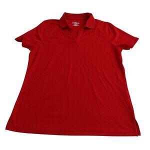 Outer Banks Red Cool Dri V-neck Polo Shirt Women Size S Short Sleeve Collared